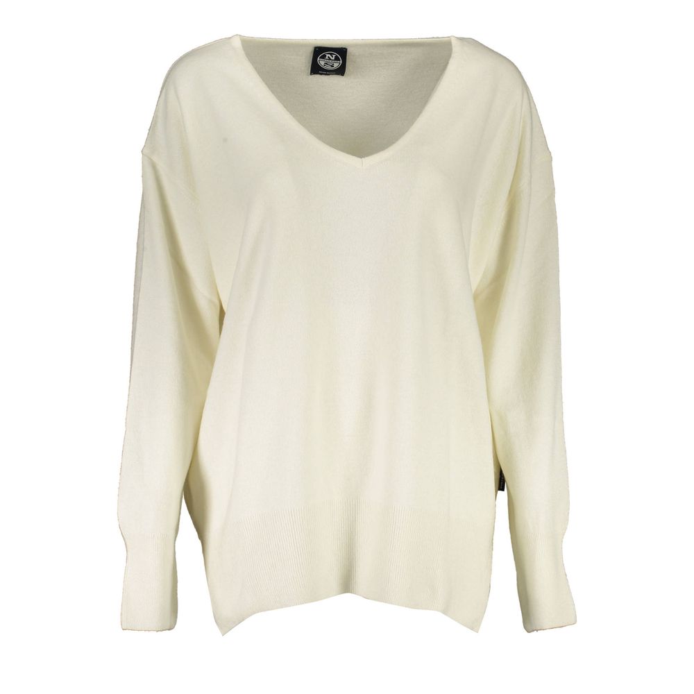 North Sails Wool-Cashmere V-Neck Relaxed Fit Sweater - White
