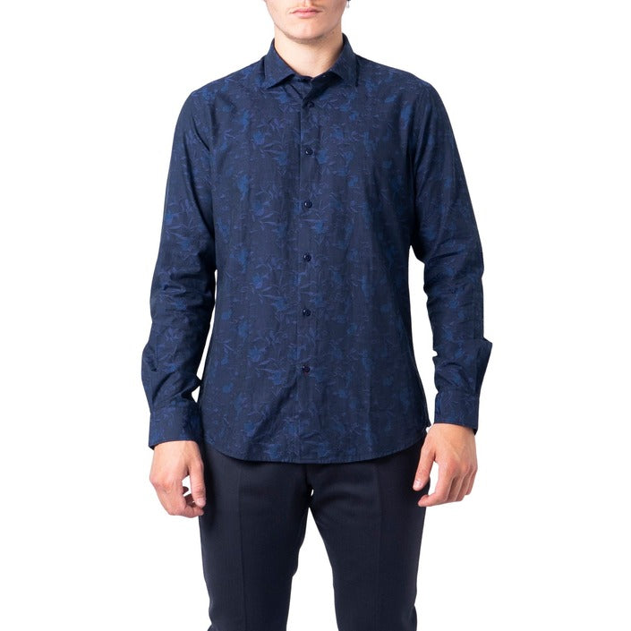 Idra 100% Cotton Patterned Blue Shirt