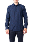 Idra 100% Cotton Patterned Blue Shirt