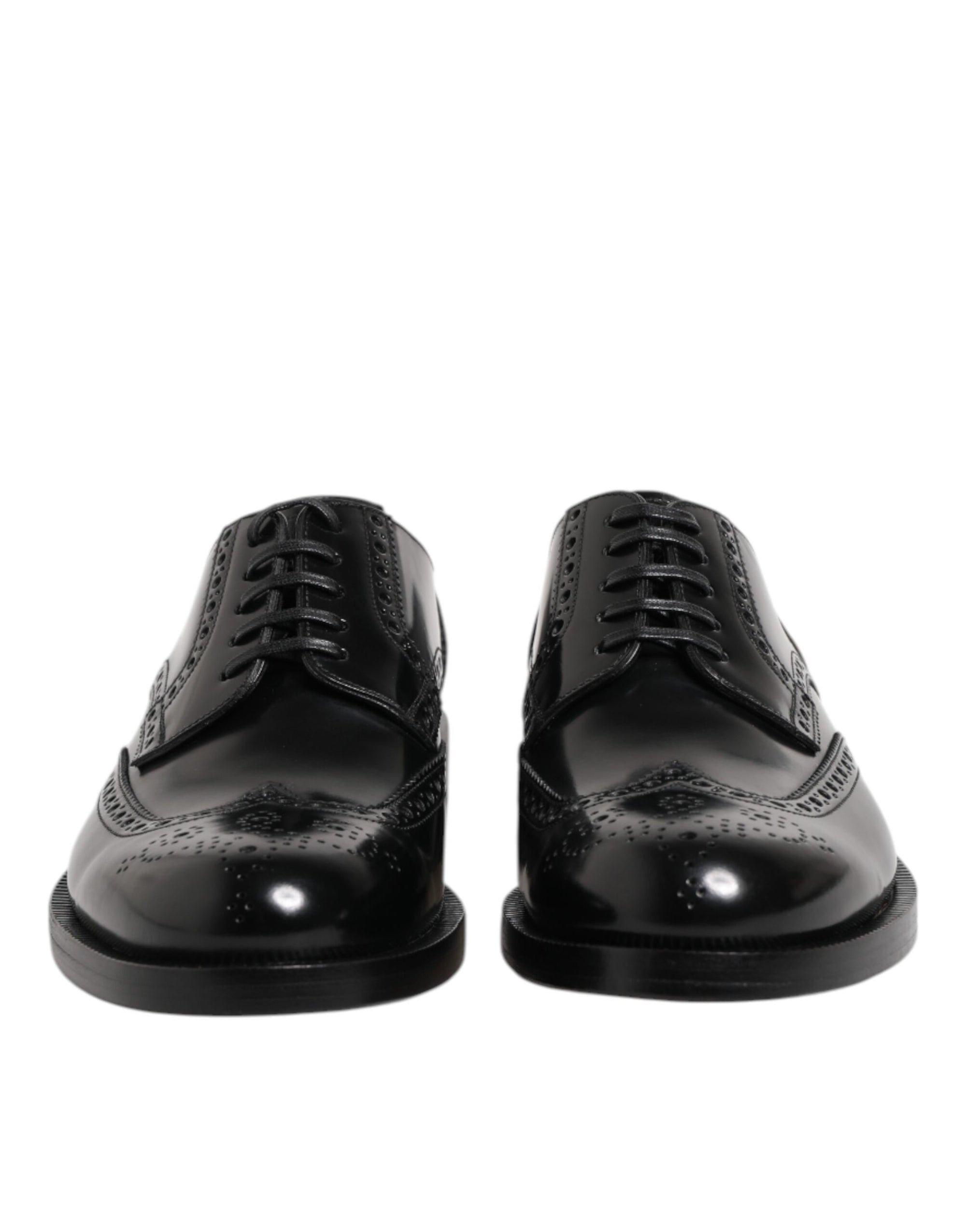 Dolce & Gabbana Black Leather Derby Wingtip Dress Shoes