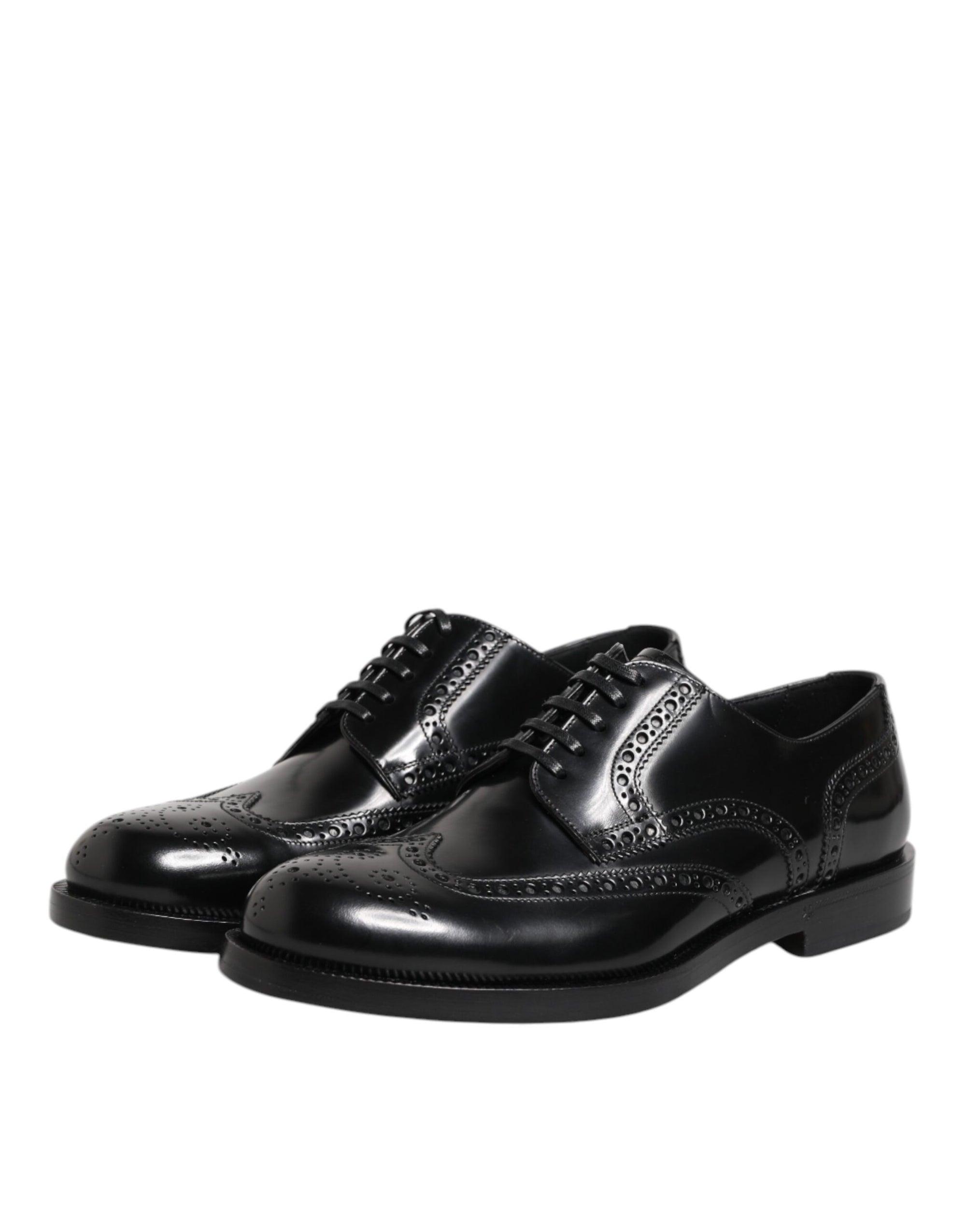 Dolce & Gabbana Black Leather Derby Wingtip Dress Shoes