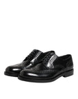 Dolce & Gabbana Black Leather Derby Wingtip Dress Shoes