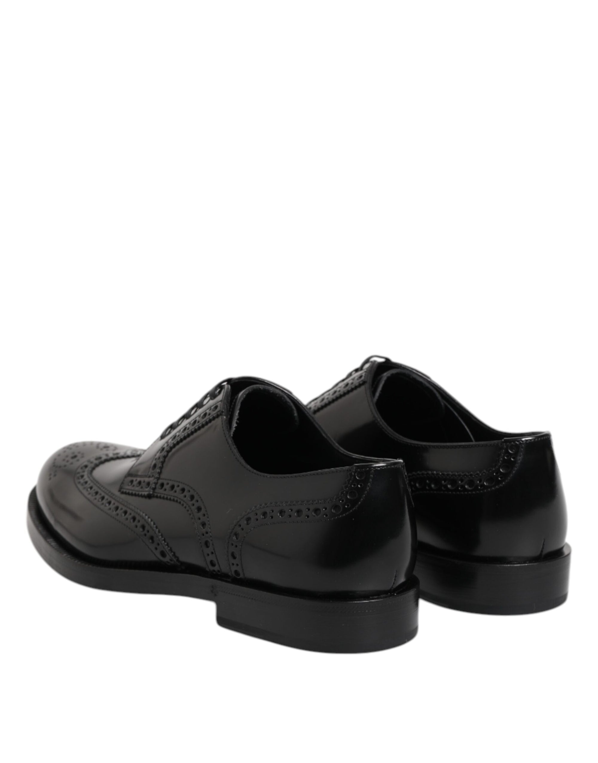 Dolce & Gabbana Black Leather Derby Wingtip Dress Shoes