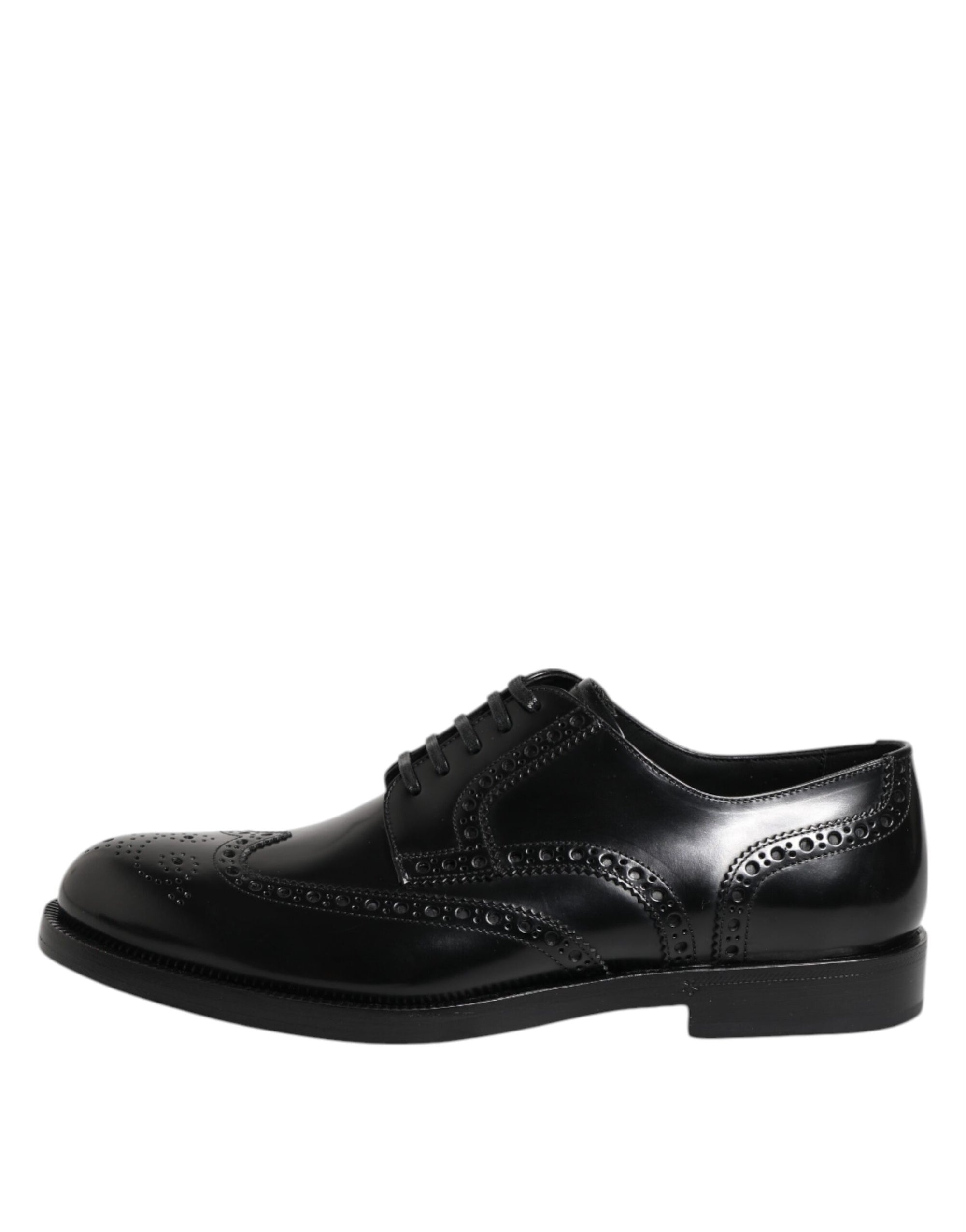 Dolce & Gabbana Black Leather Derby Wingtip Dress Shoes