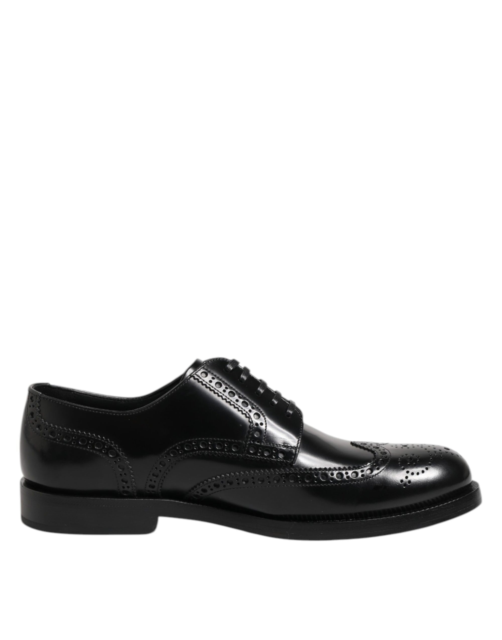 Dolce & Gabbana Black Leather Derby Wingtip Dress Shoes