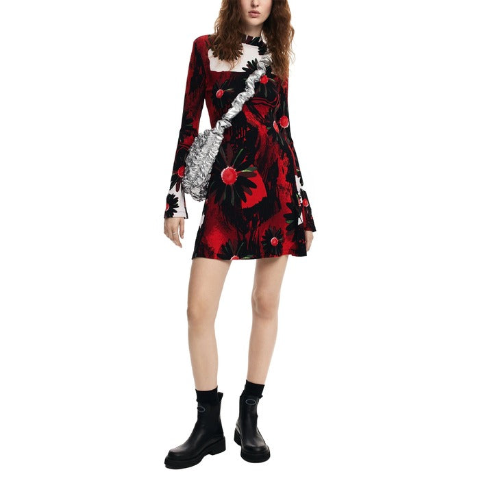 Desigual Black & Red Floral Winter Mini Dress