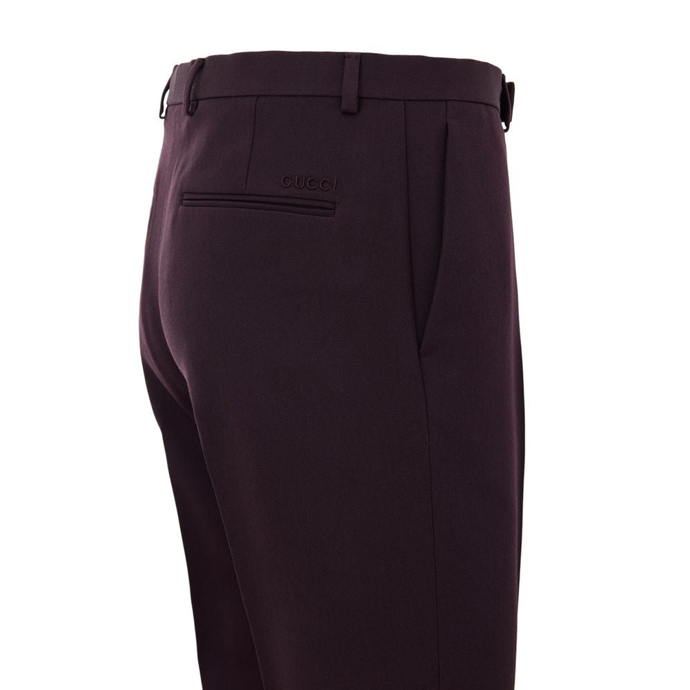 Gucci Bordeaux Wool Slim Fit Pants