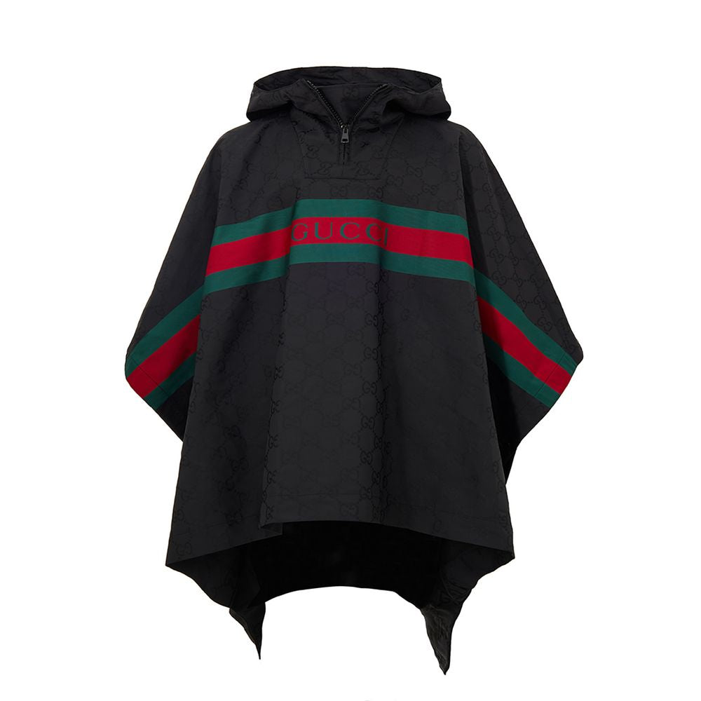 Gucci logo black hooded cape
