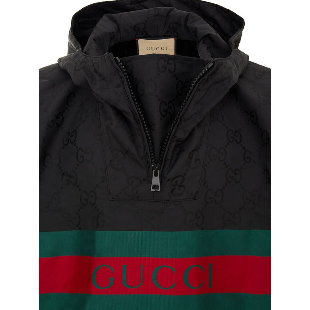 Gucci logo black hooded cape
