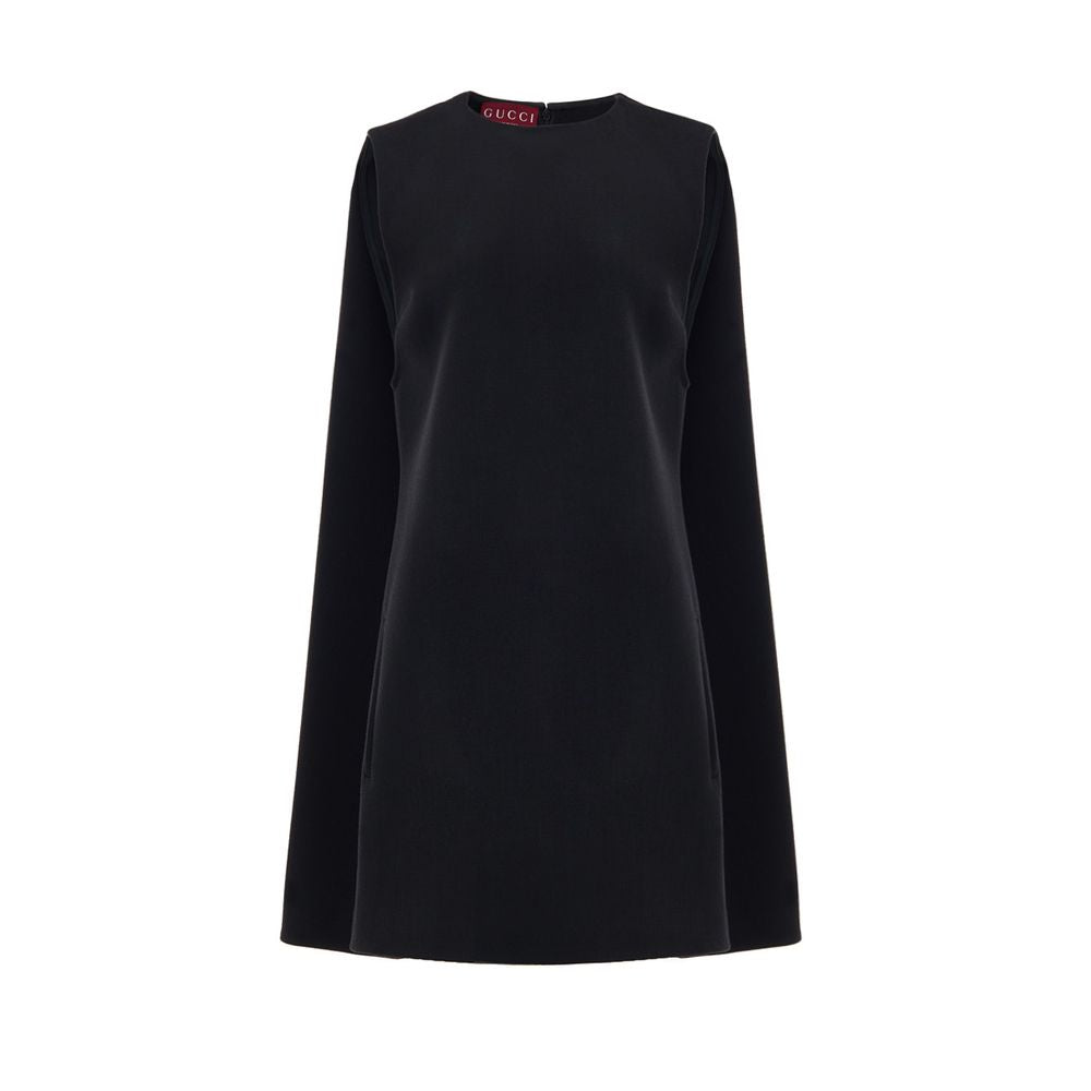 Gucci Black Cape Wool Dress