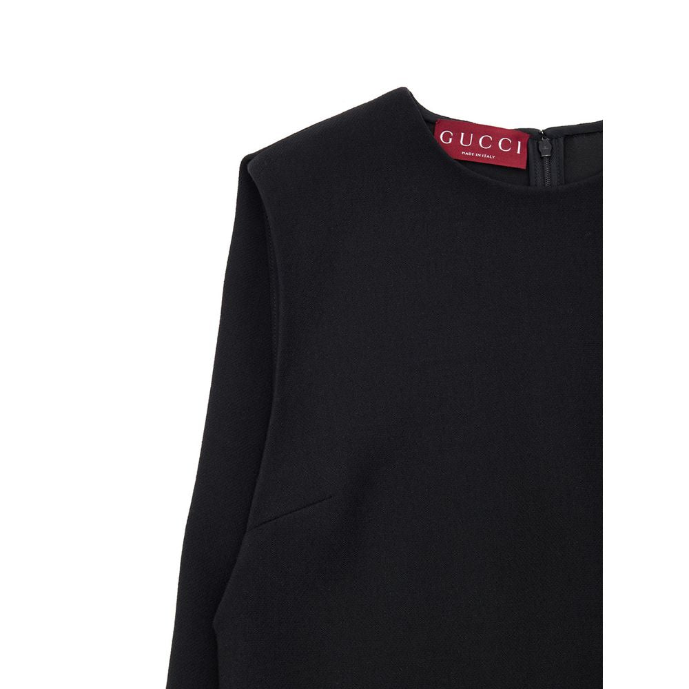 Gucci Black Cape Wool Dress