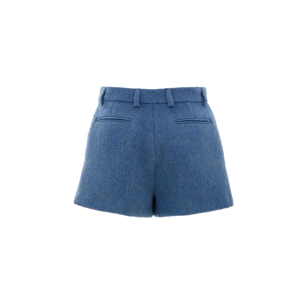 Gucci Blue Wool-Mohair Mini Shorts