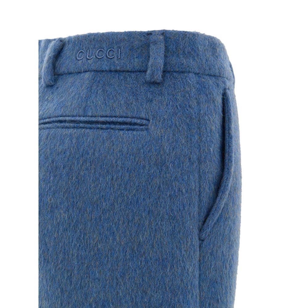 Gucci Blue Wool-Mohair Mini Shorts