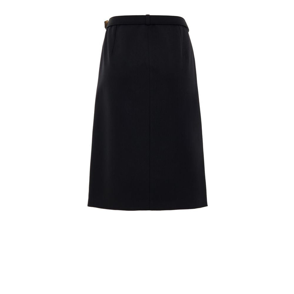 Gucci Black Wool Skirt With Belt