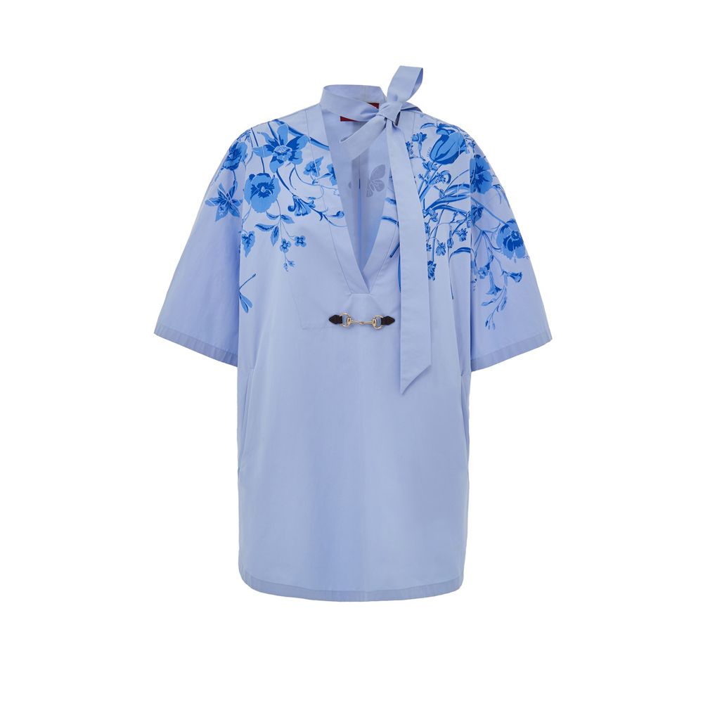 Gucci Horsebit Poplin Cotton Blue Summer Shirt