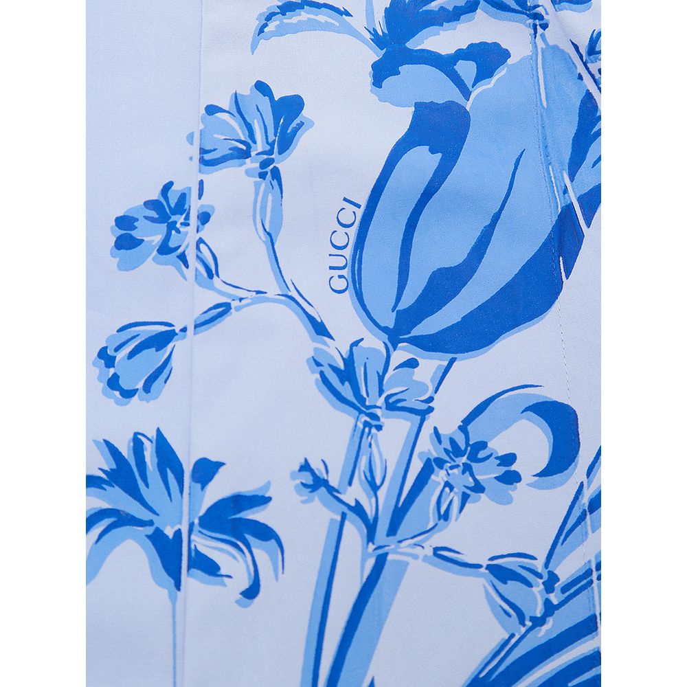 Gucci Horsebit Poplin Cotton Blue Summer Shirt