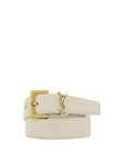 Saint Laurent YSL White & Gold Leather Belt