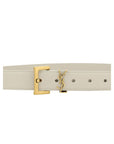 Saint Laurent YSL White & Gold Leather Belt
