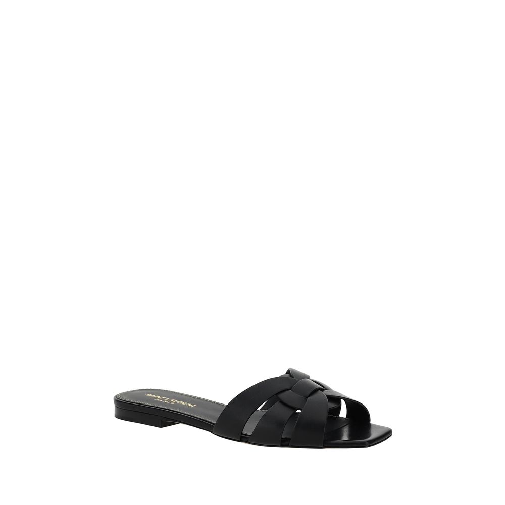 Saint Laurent Black Flat Sandals