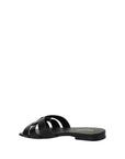 Saint Laurent Black Leather Flat Sandals