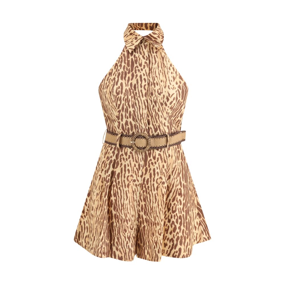 Zimmermann Leopard Halter Neck Mini Dress