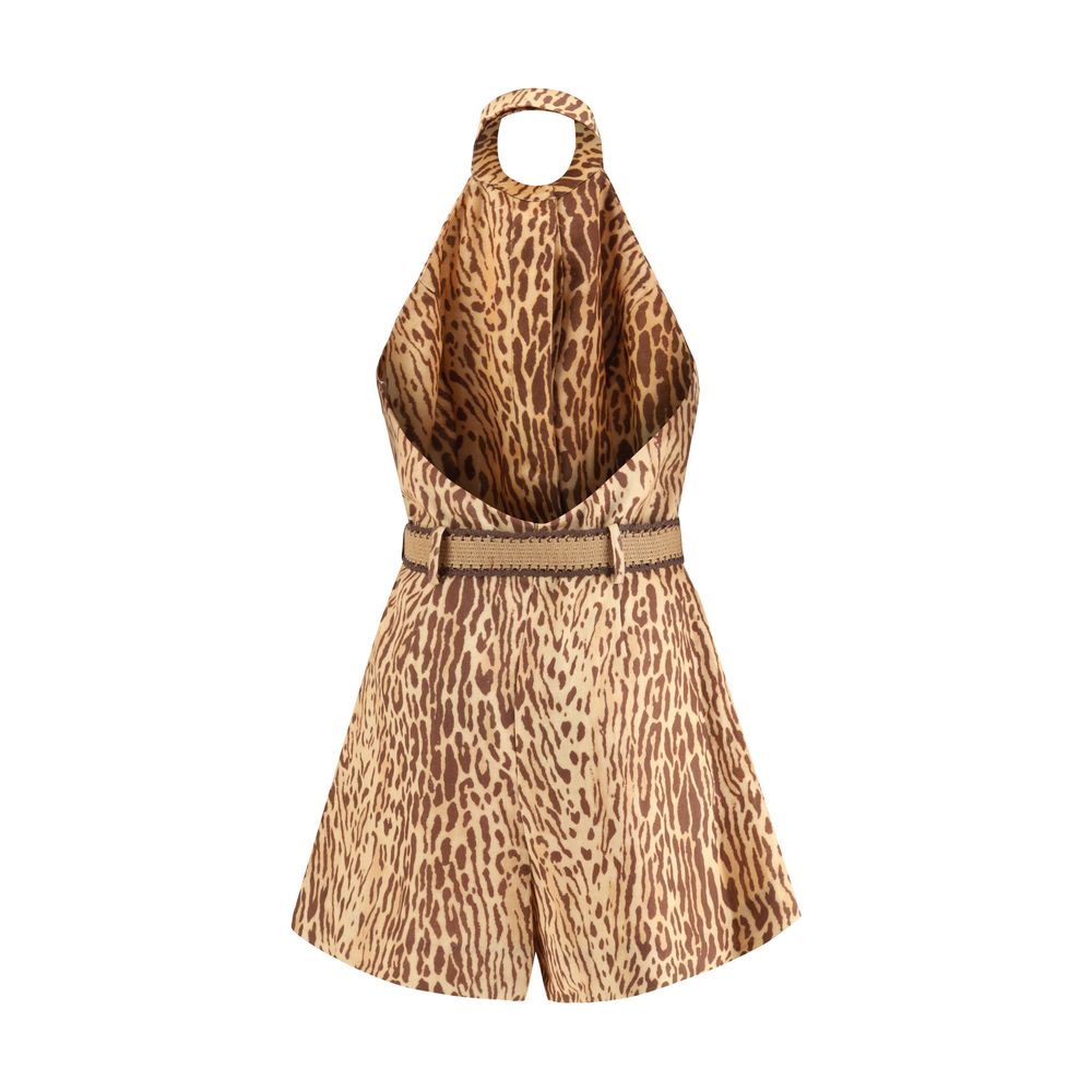 Zimmermann Leopard Halter Neck Mini Dress