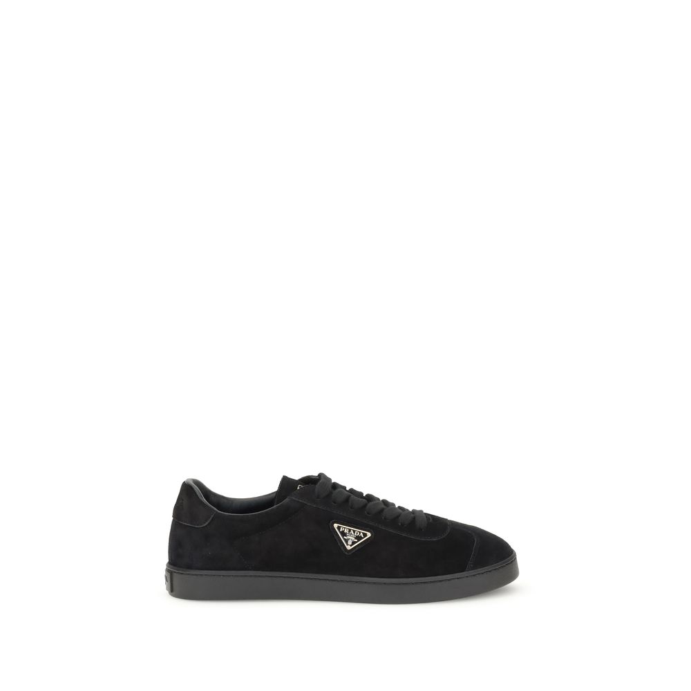 Prada Suede Leather Low Top Lace-Up Sneakers