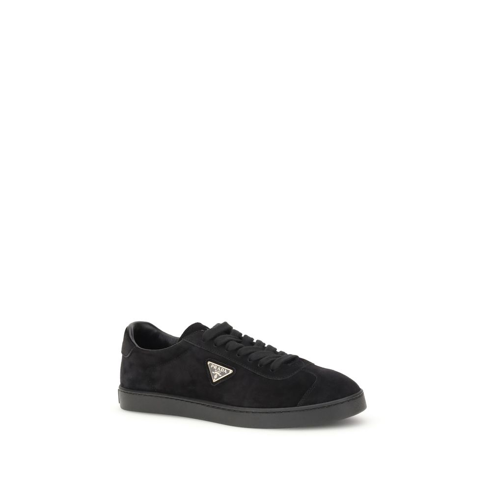 Prada Suede Leather Low Top Lace-Up Sneakers