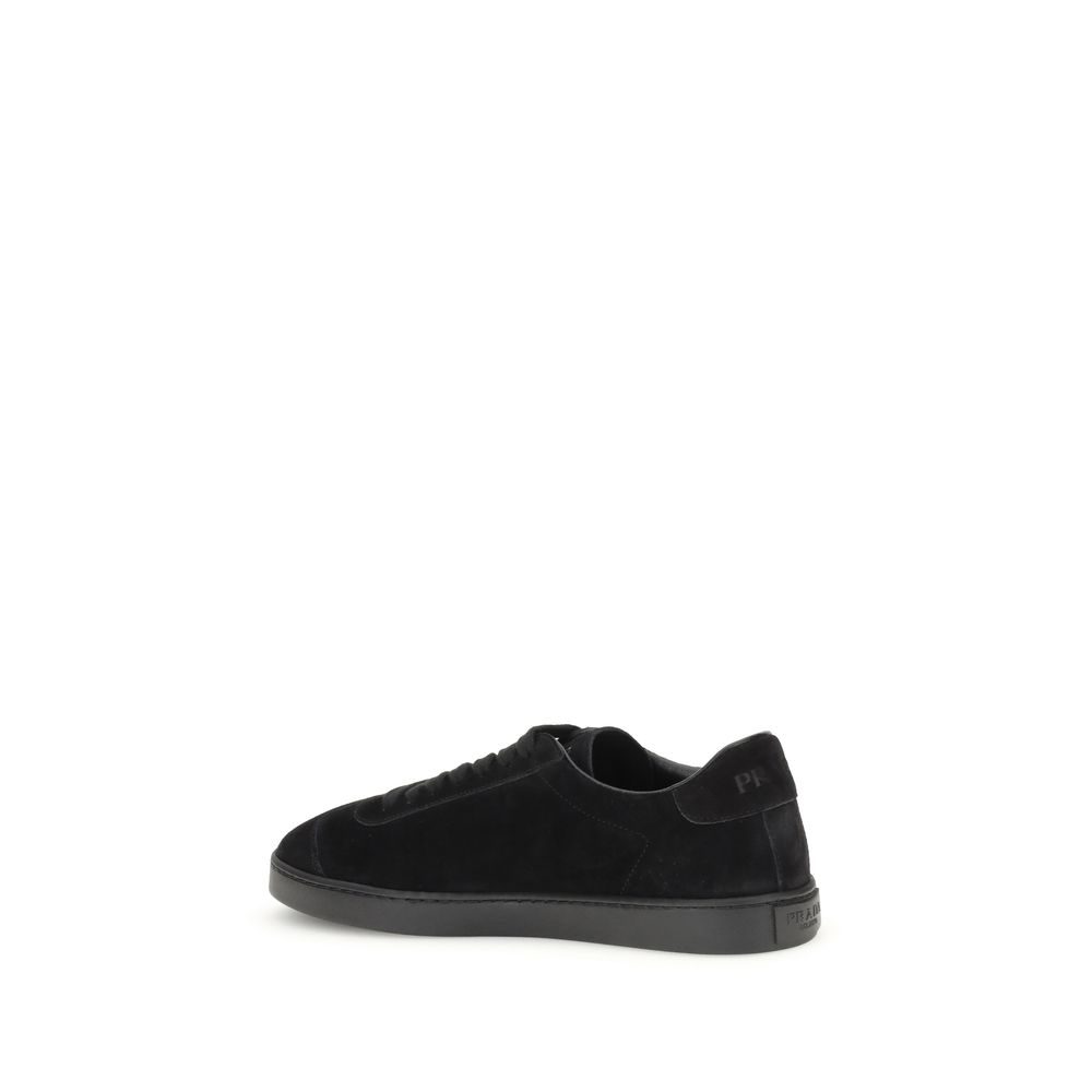 Prada Suede Leather Low Top Lace-Up Sneakers