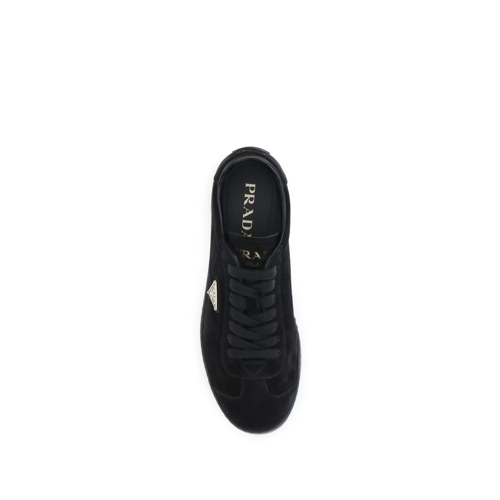 Prada Suede Leather Low Top Lace-Up Sneakers