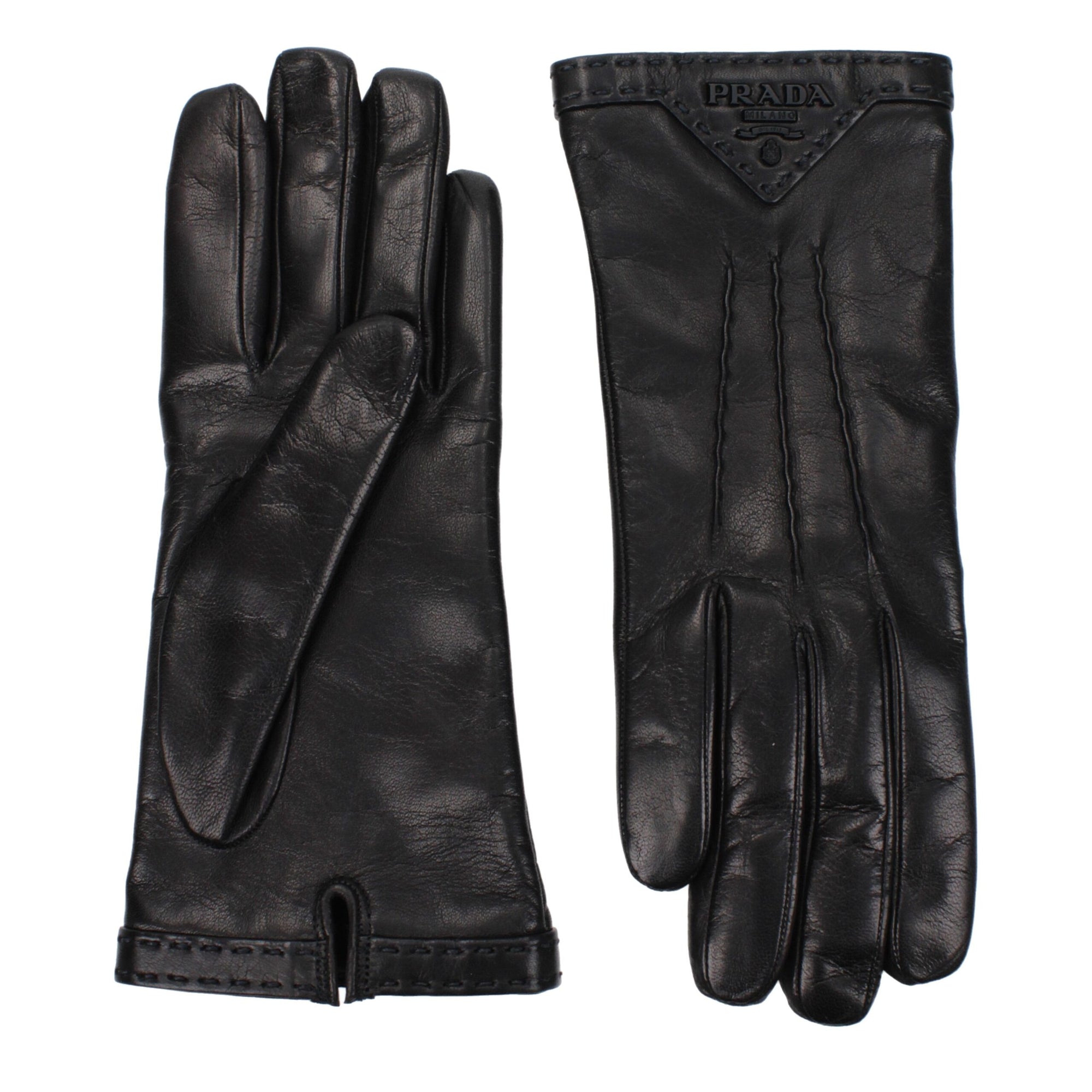 Prada Leather Gloves - Black