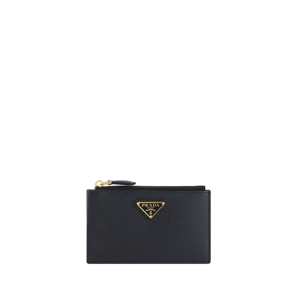 Prada leather coin & card purse/wallet - black