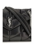 YSL Black Leather Quilted Toy Puffer Lou Lou Medium Shoulder Bag