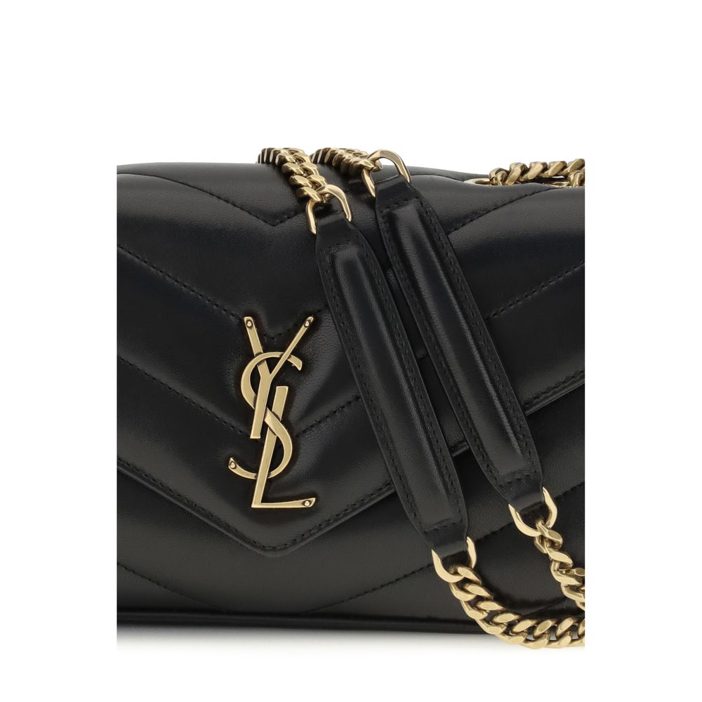ysl chevron quilted all black new edition lou lou leather small shoulder bag