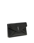 Saint Laurent large black leather envelope Clutch Bag