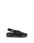 Chloé Black Leather Clog-Sandals With Slingback