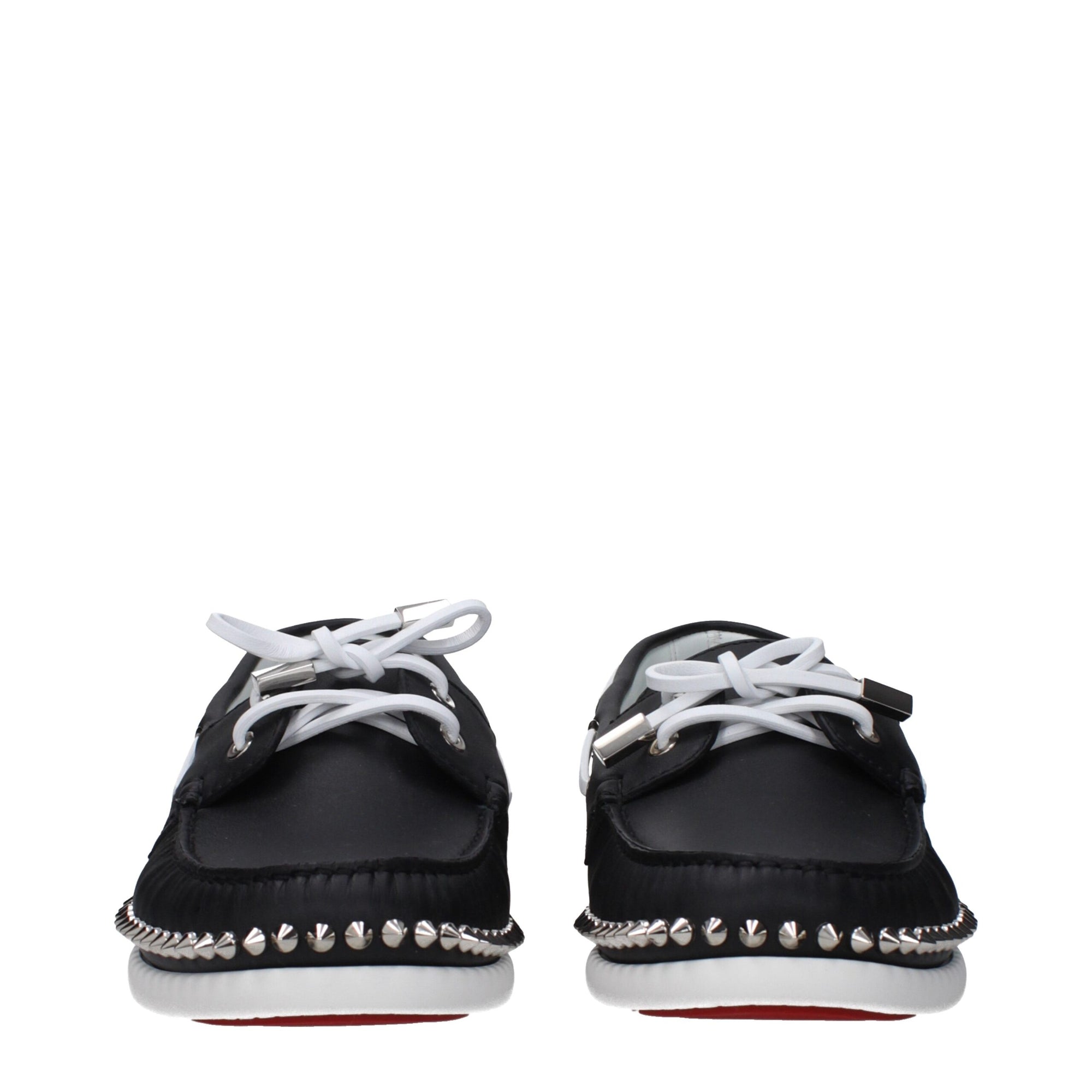 Christian Louboutin Black Leather Studded Boat Shoes