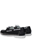 Christian Louboutin Black Leather Studded Boat Shoes
