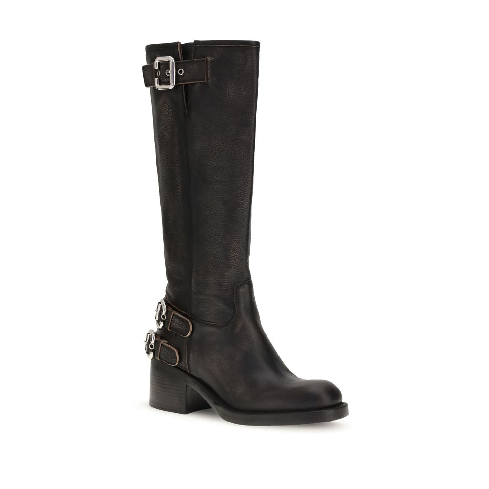 Chloé Dakota black leather biker Boots