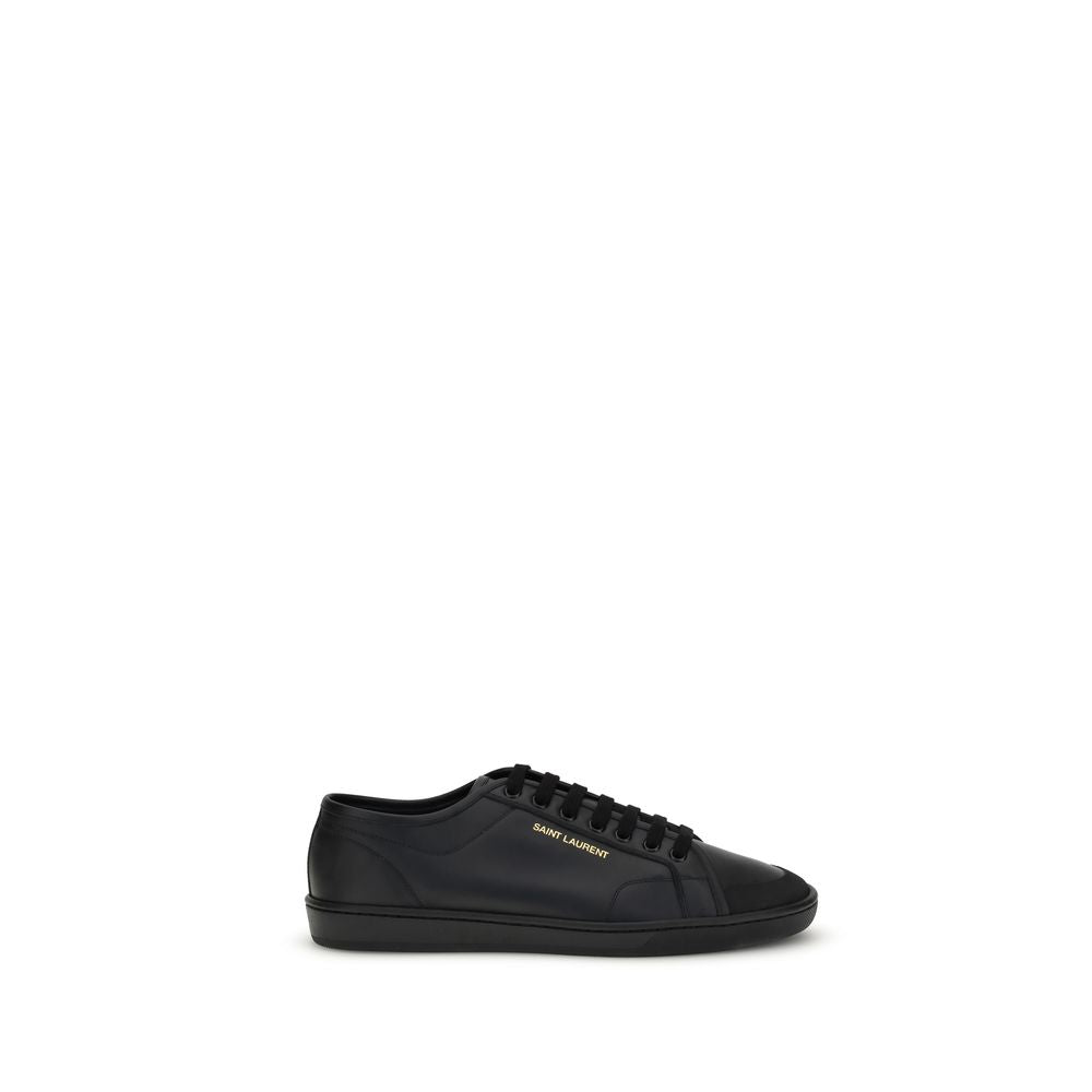 Saint Laurent All Black Leather Low Top Sneakers