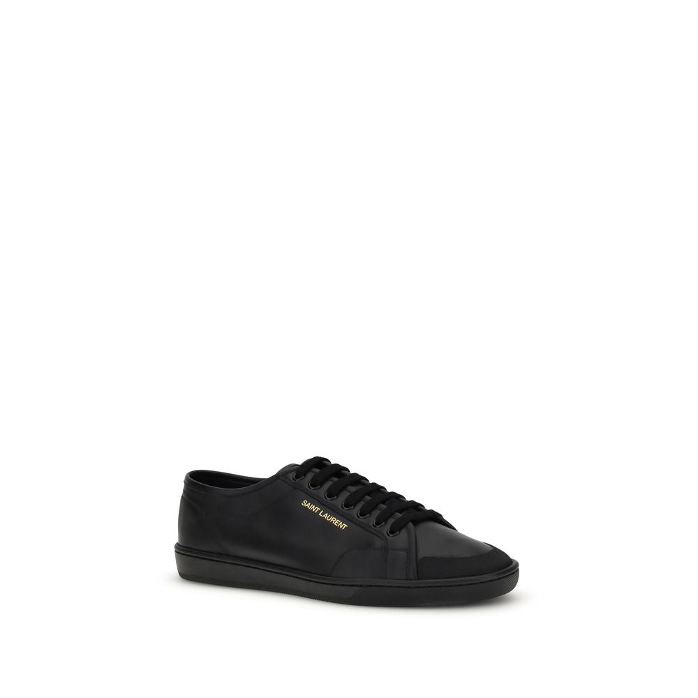 Saint Laurent All Black Leather Low Top Sneakers
