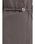 Fendi Brown Silk Jacquard Midi Dress