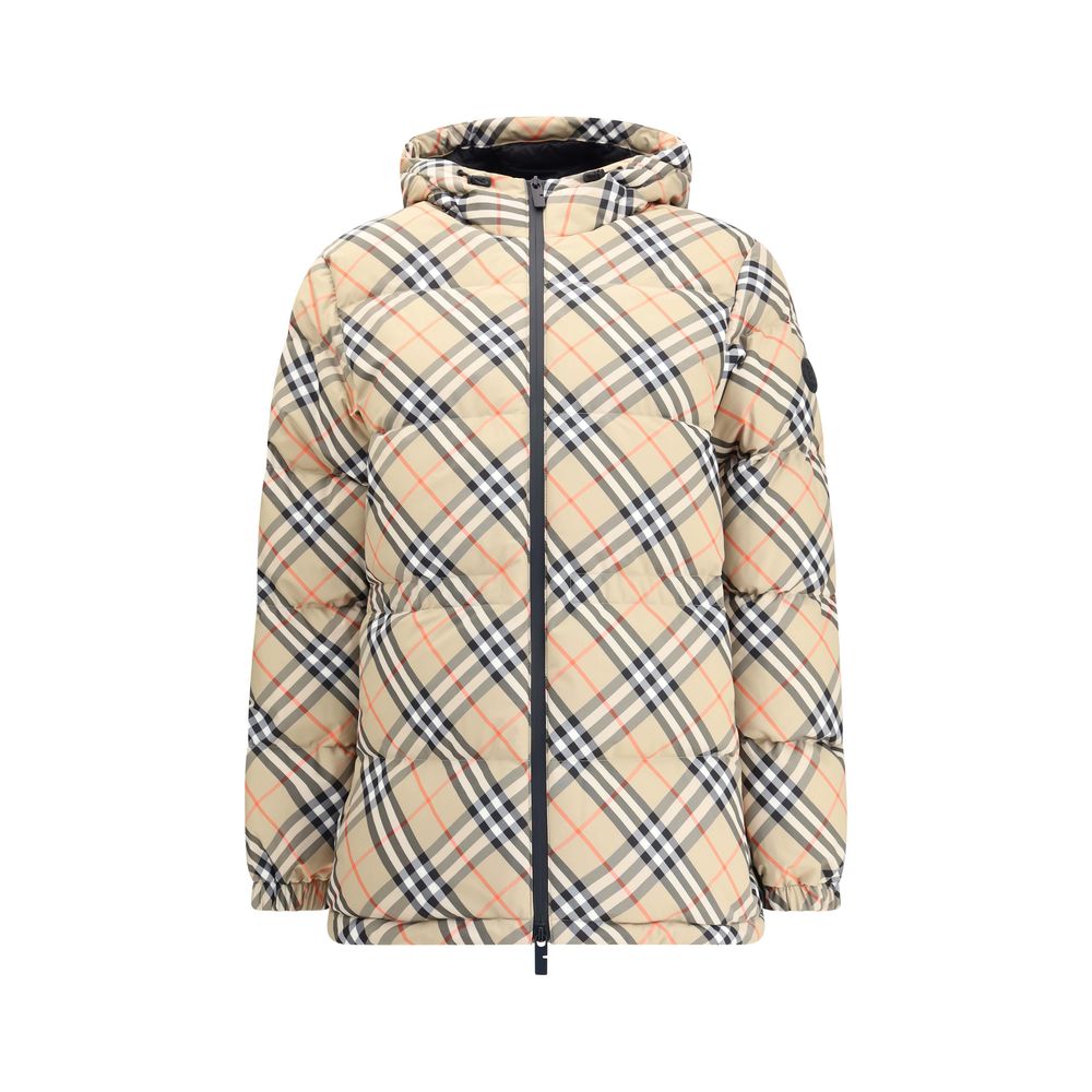 Burberry Hooded Checkered Down Jacket