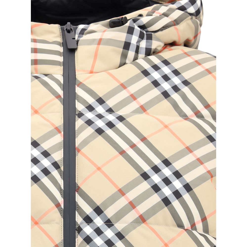 Burberry Hooded Checkered Down Jacket