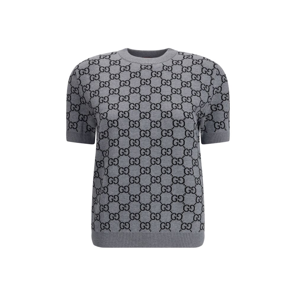 Gucci GG monogram short sleeve wool Knit Top