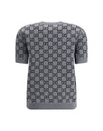 Gucci GG monogram short sleeve wool Knit Top