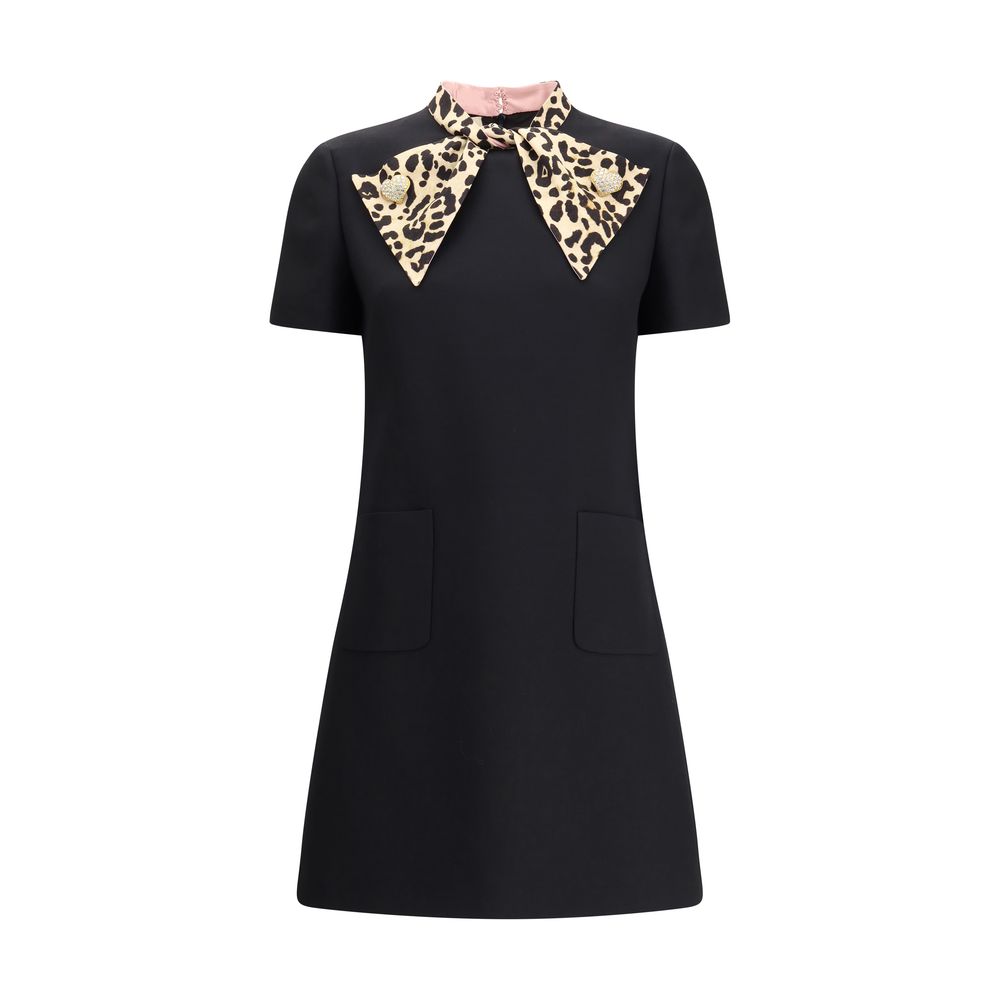 Valentino Leopard Bow Short Dress