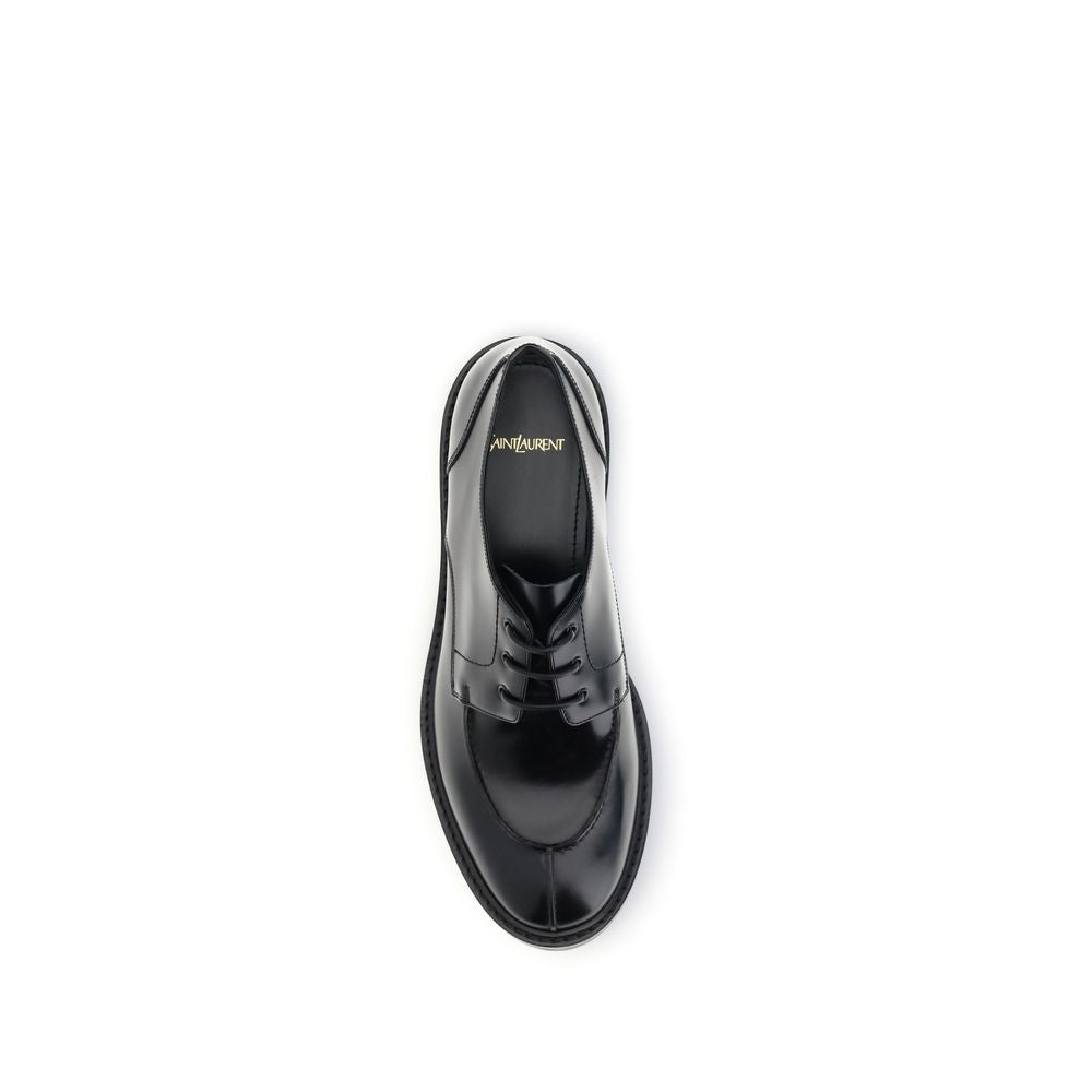 Saint Laurent Black Leather Lace-Up Derby Shoes