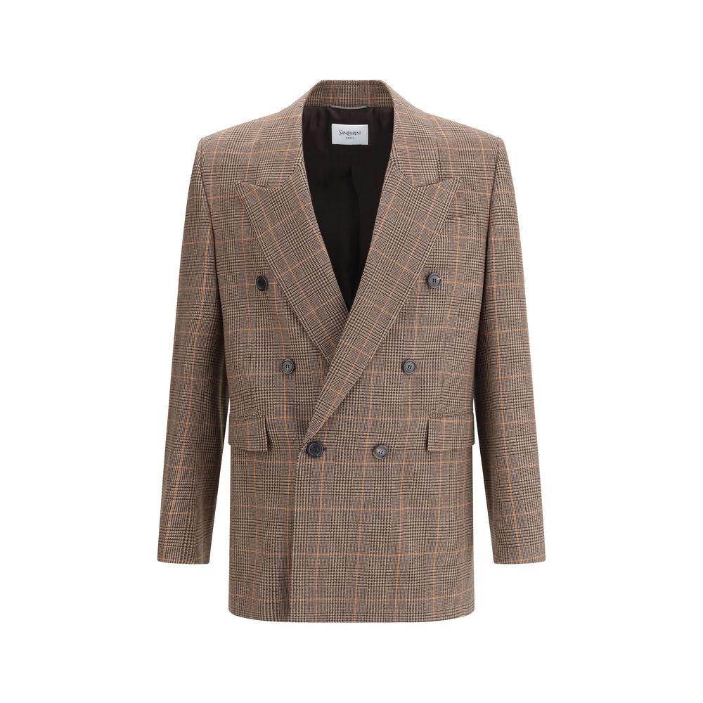 Saint Laurent Glen Checkered wool-cashmere Blazer