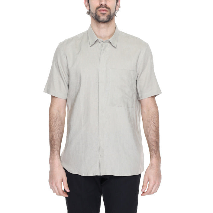 Antony Morato Minimalist Short Sleeve Linen-Blend Shirt - beige